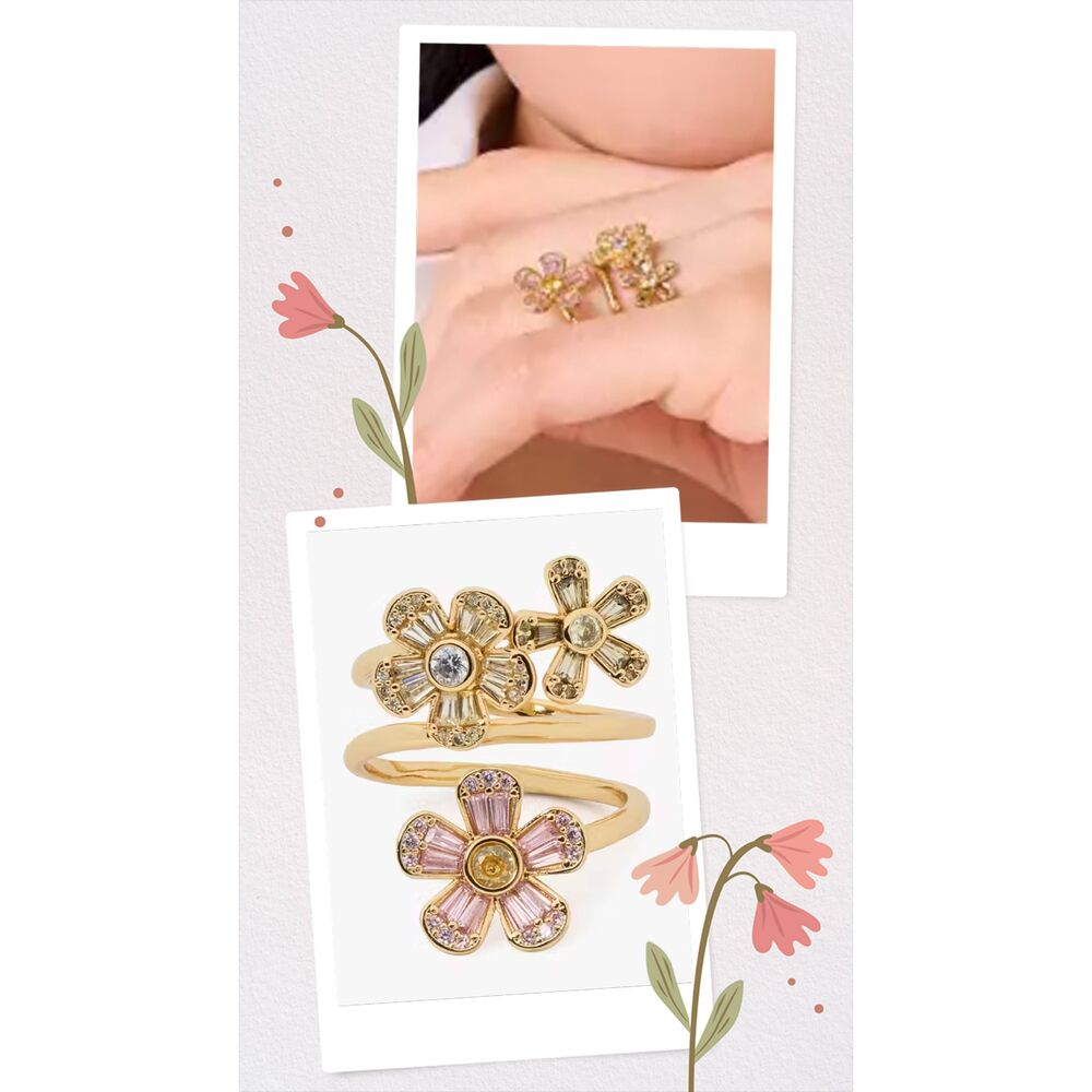 KATE SPADE NY Multicolored Gold Tone Fleurette Wrap Ring